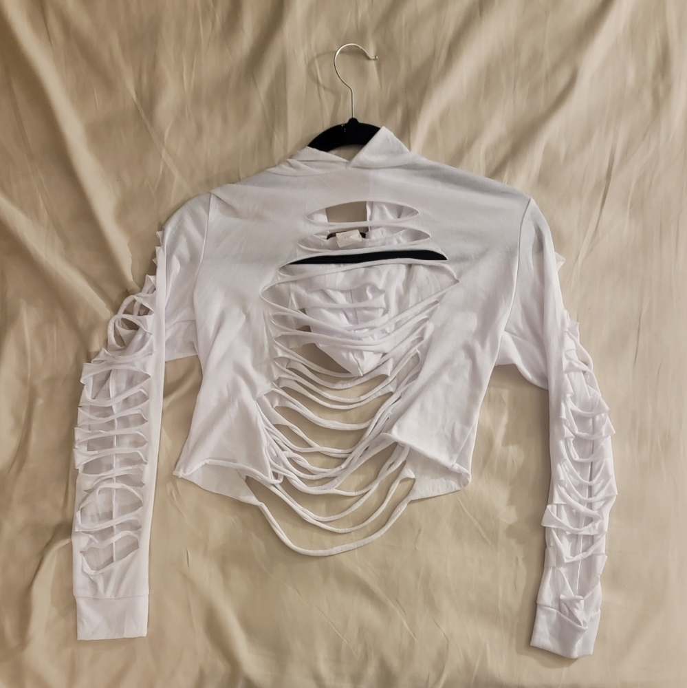 Y2K Blush Cut Out Crop Hooded Size XL